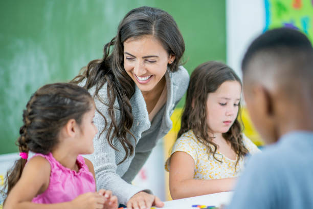 Teacher with students