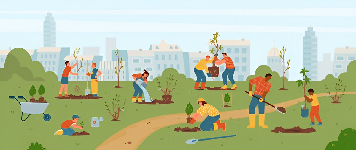 Children planting trees