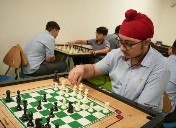 Students playing chess