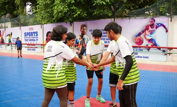 Children getting ready for a game
