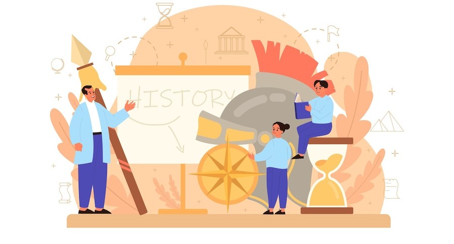 Teacher and students in history class