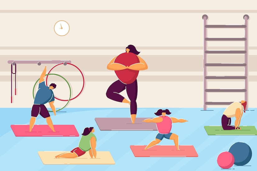 Children doing yoga with teacher